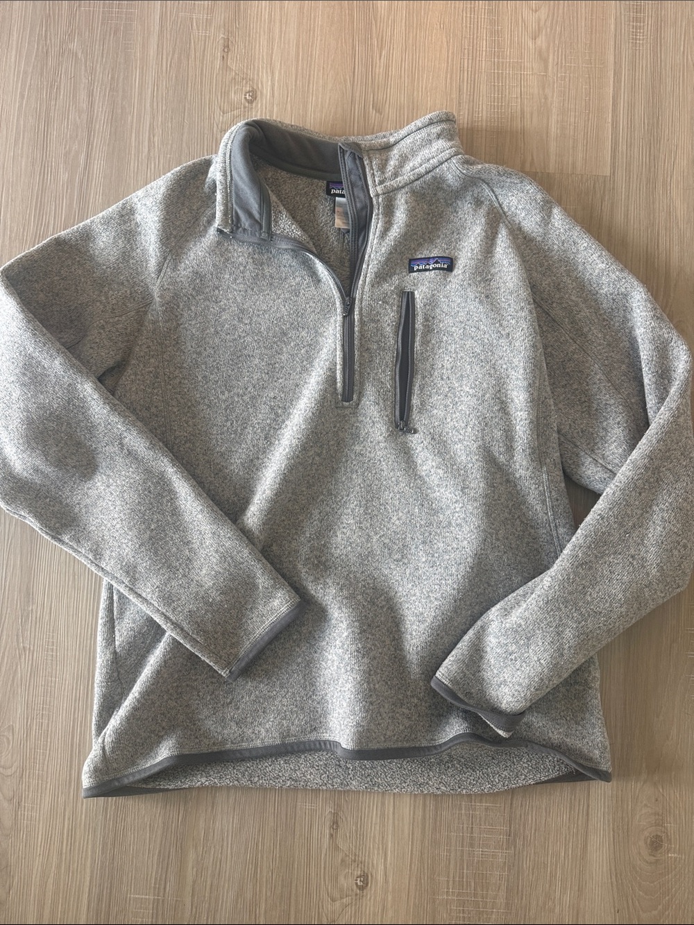 Patagonia Light Gray Heather Quarter-Zip Fleece Pullover size L